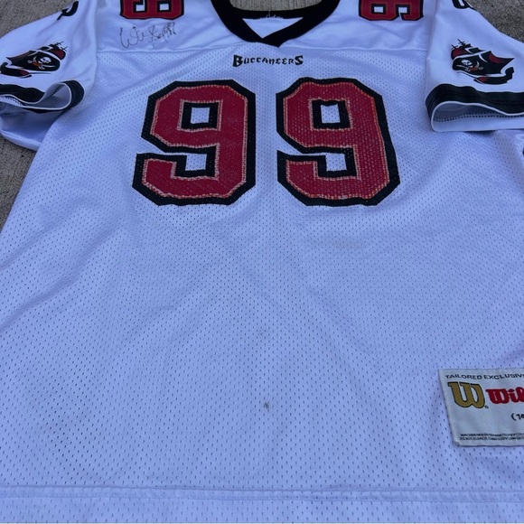 Warren Sapp 99 Autographed White Jersey Wilson L Size 14-16 Tampa Bay Buccaneers - Picture 4 of 11